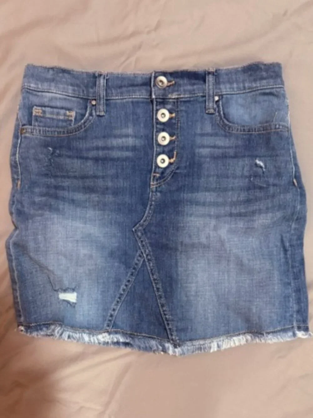 The Children’s Place Distressed Denim Mini Skirt Button Fly Size 14 SKU124